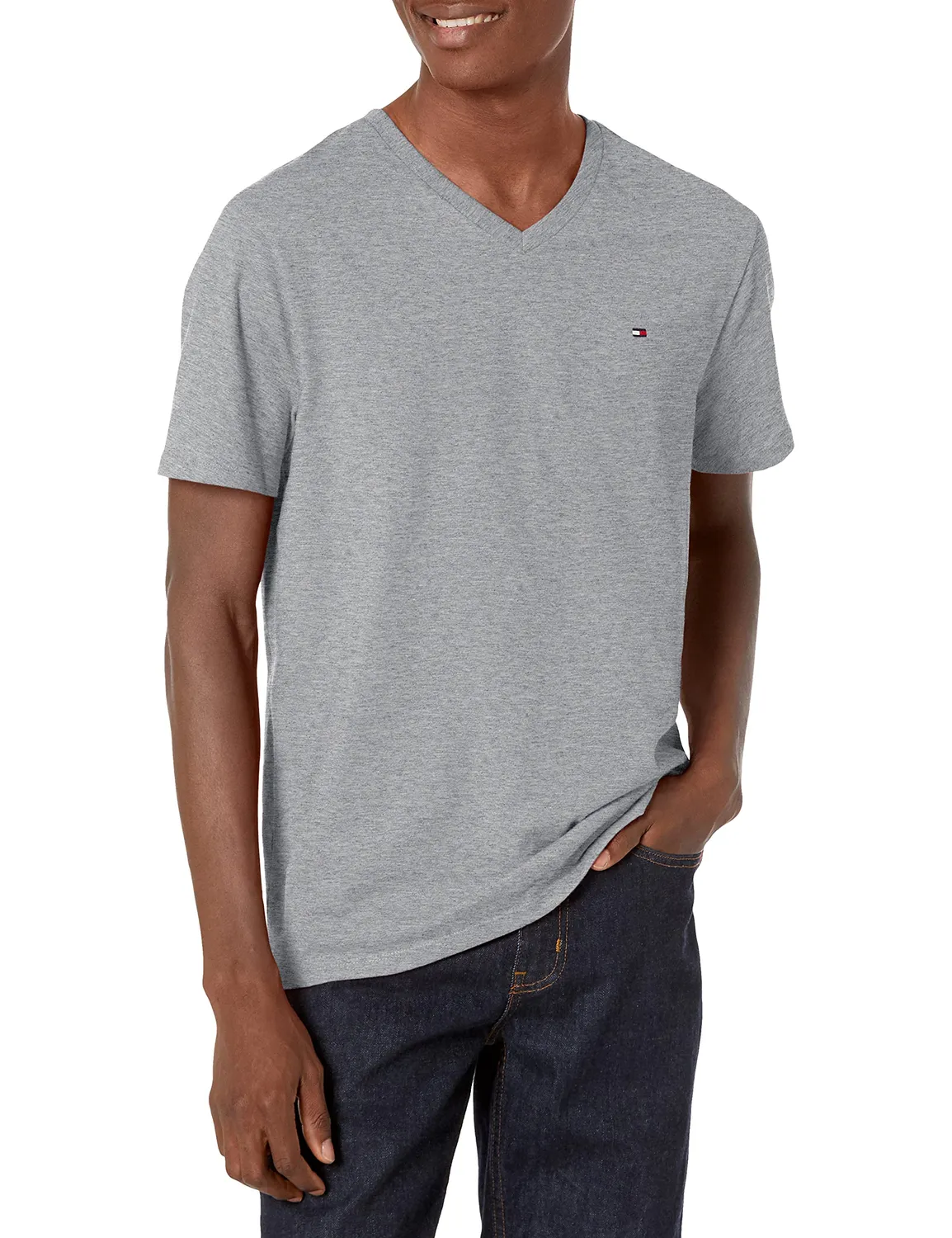 Tommy Hilfiger Essential Tee T-Shirt Uomo Scollo a V Nero