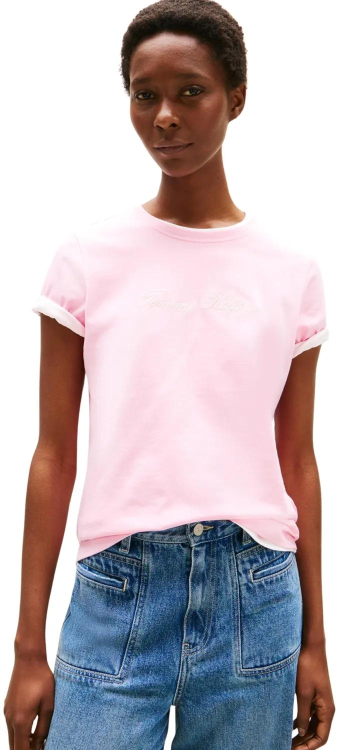 Tommy Hilfiger Script t-shirt donna maniche corte breezy blue
