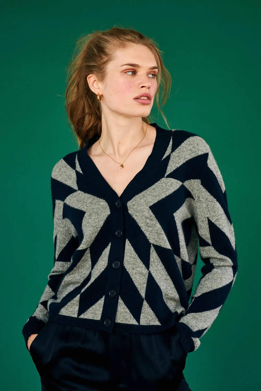 Jumper 1234 Cashmere Dazzle cardigan blu grigio cashmere