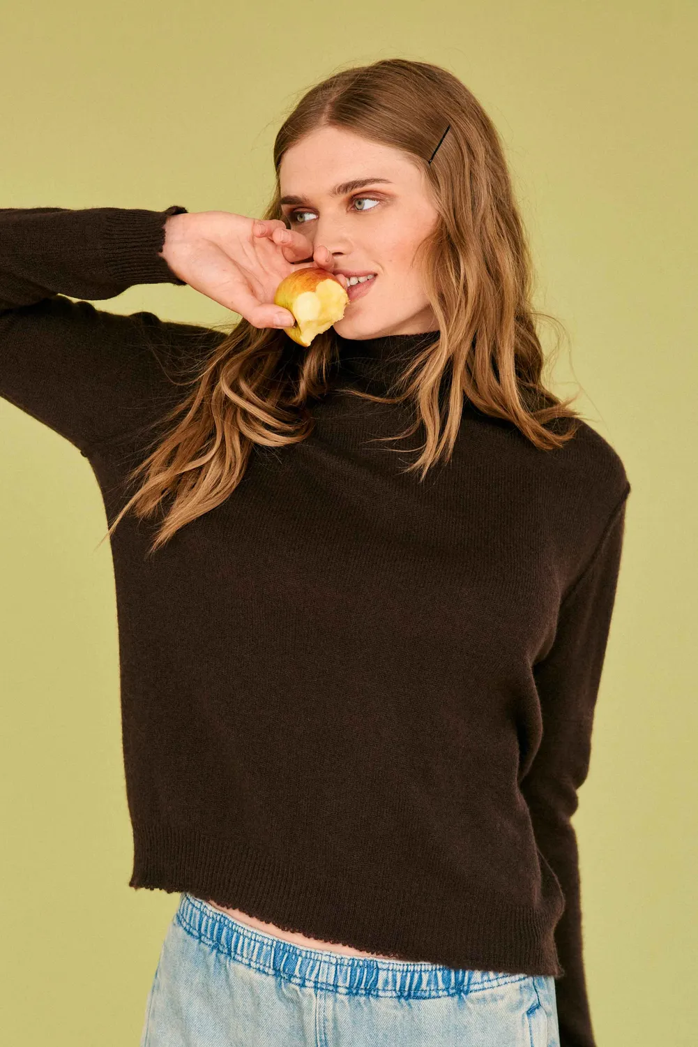 Jumper 1234 Distressed maglione collo alto marrone cashmere