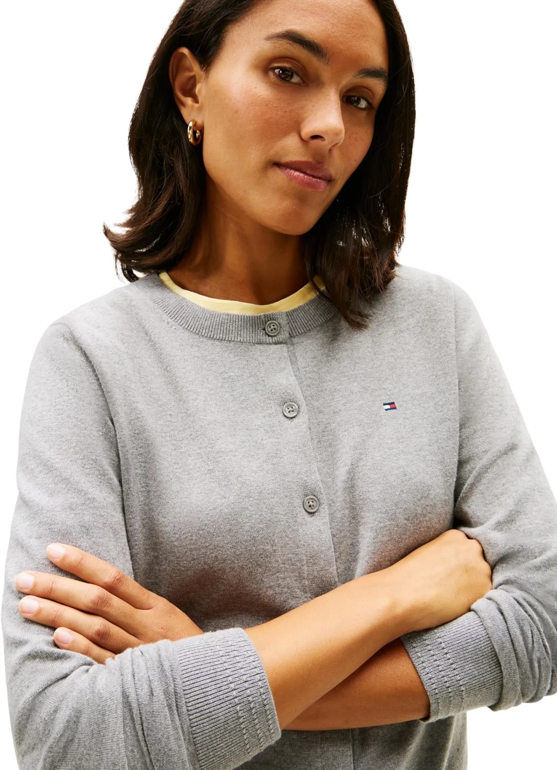 Tommy Hilfiger Jersey Fine Cardigan Donna Grigio Leggero
