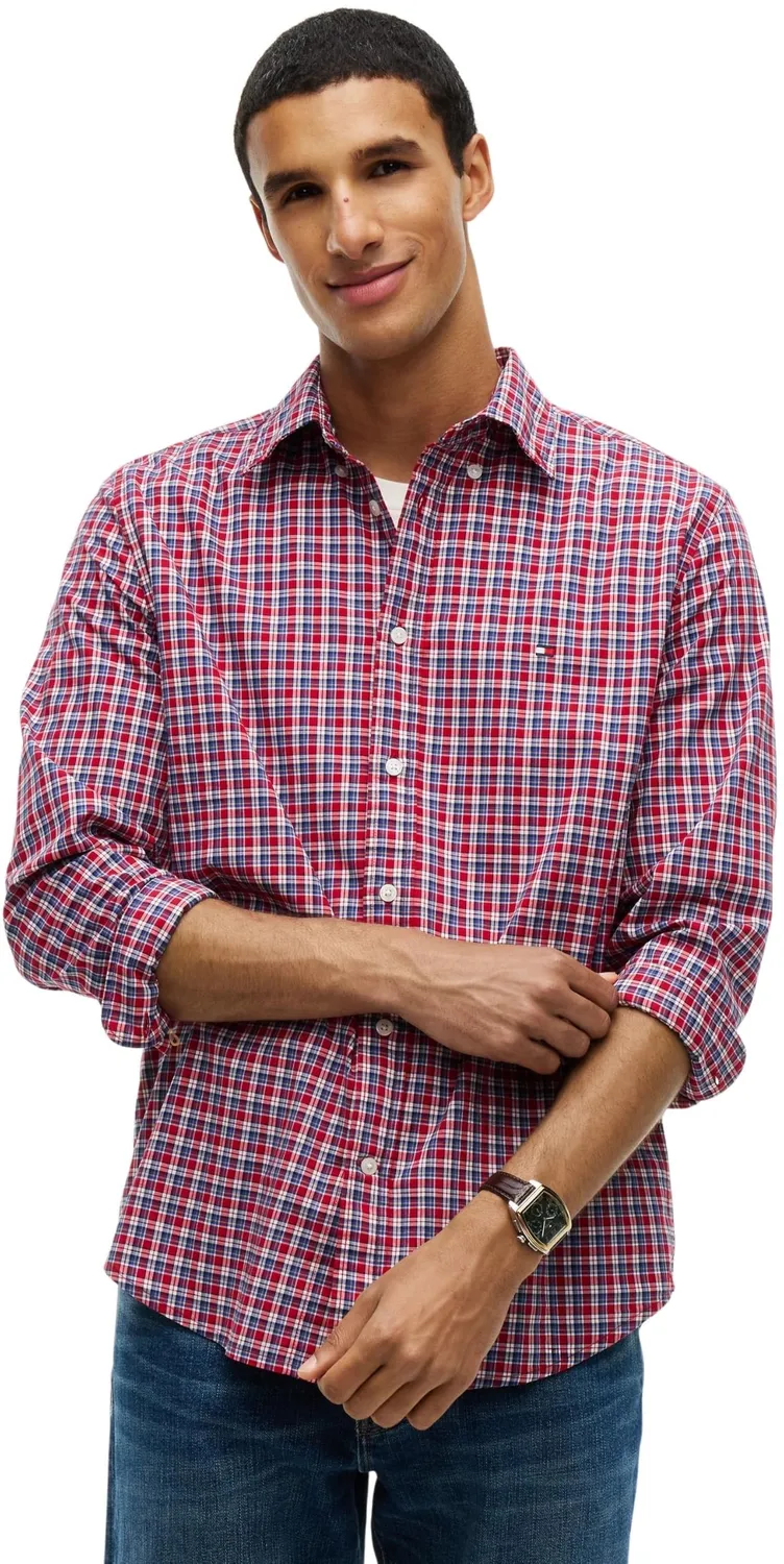 Tommy Hilfiger Flex Poplin Tartan MW0MW44595 camicia L quadri blu