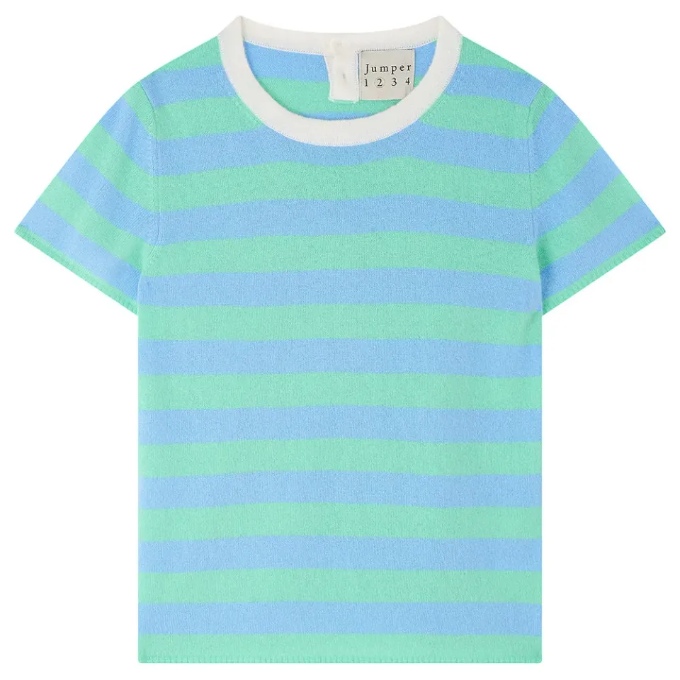 Jumper 1234 Stripe T-Shirt maglia righe blu verde maniche corte