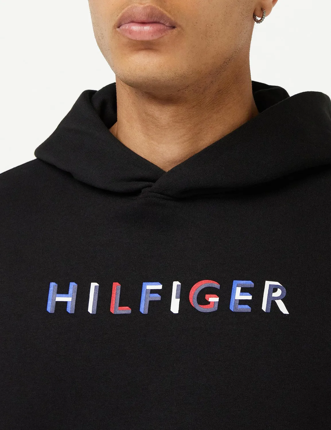 Tommy Hilfiger felpa cappuccio uomo nero Black maglia