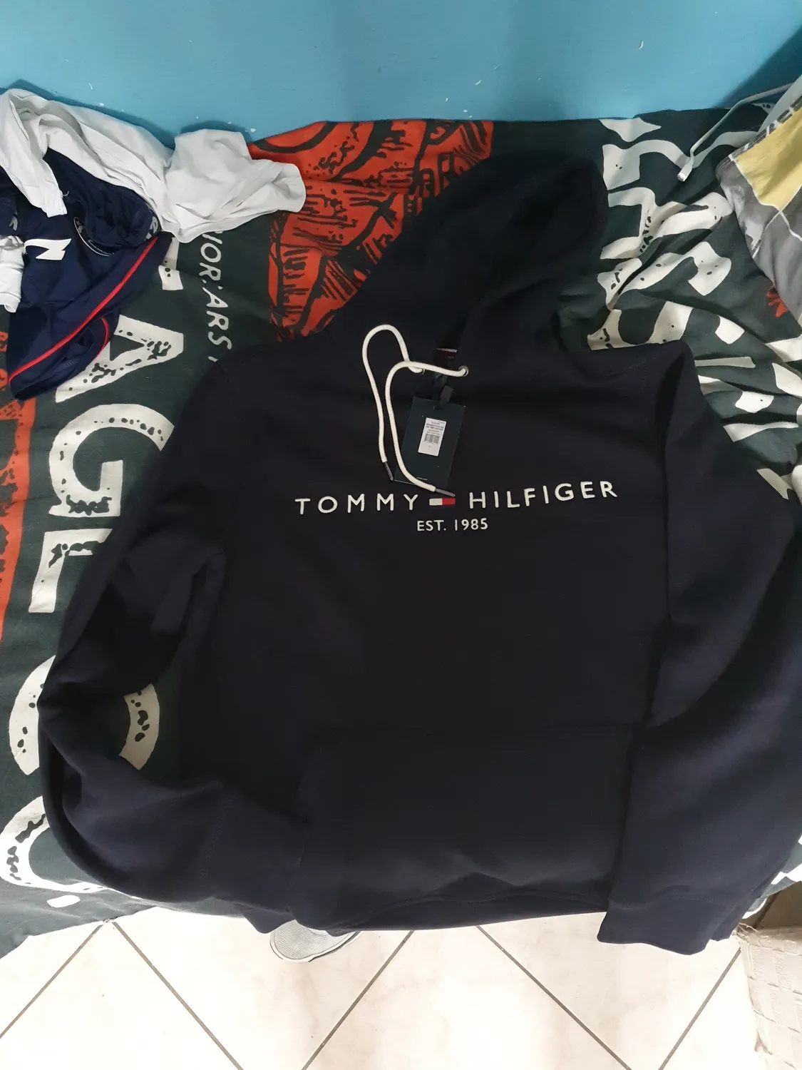 Tommy Hilfiger Core Tommy Logo felpa cappuccio uomo nera