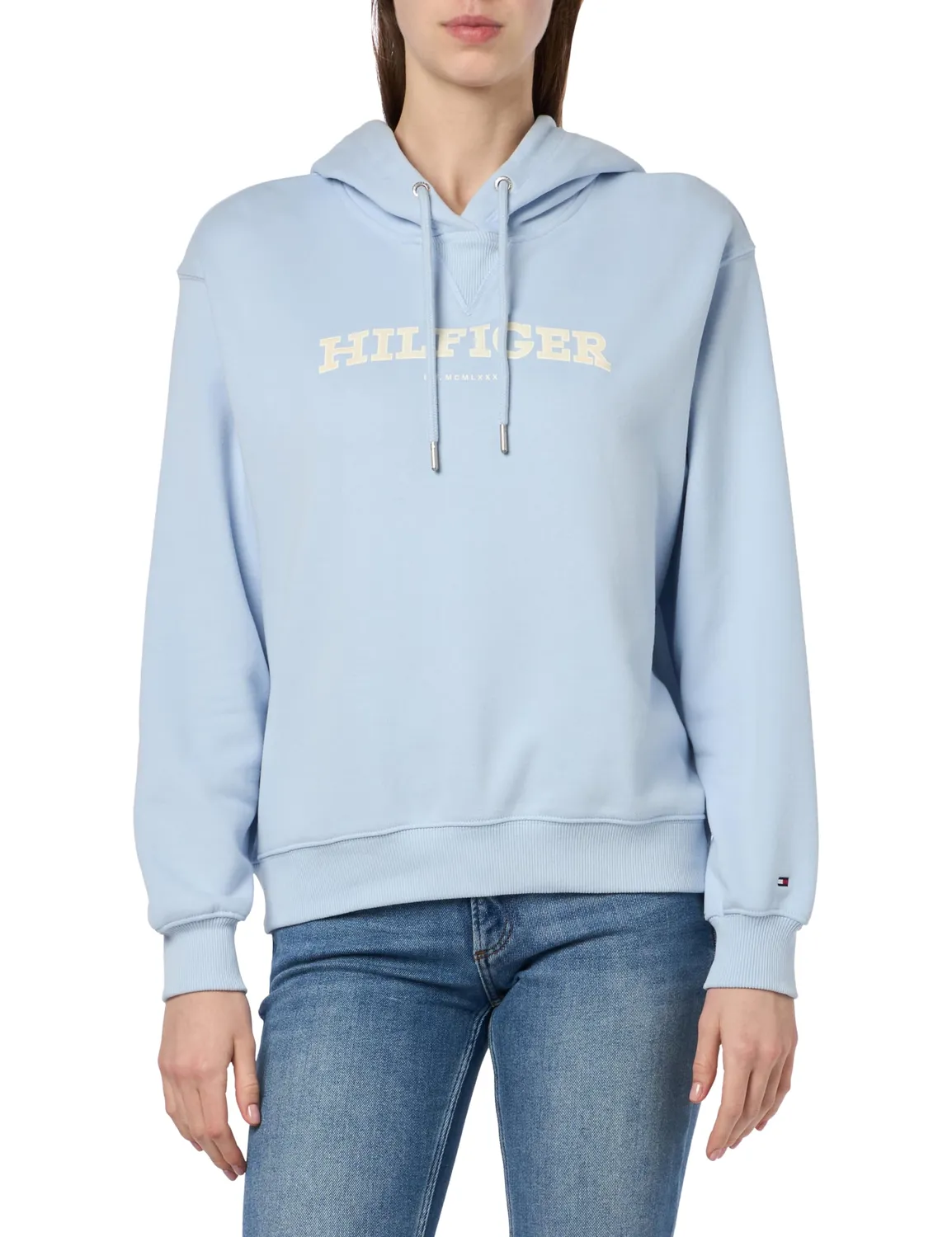 Tommy Hilfiger felpa cappuccio donna Desert Sky blu logo