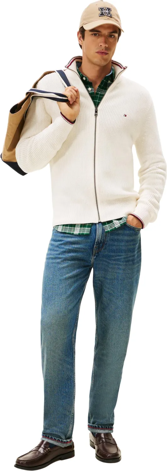 Tommy Hilfiger Rib Zip Through pullover uomo zip collo coreano