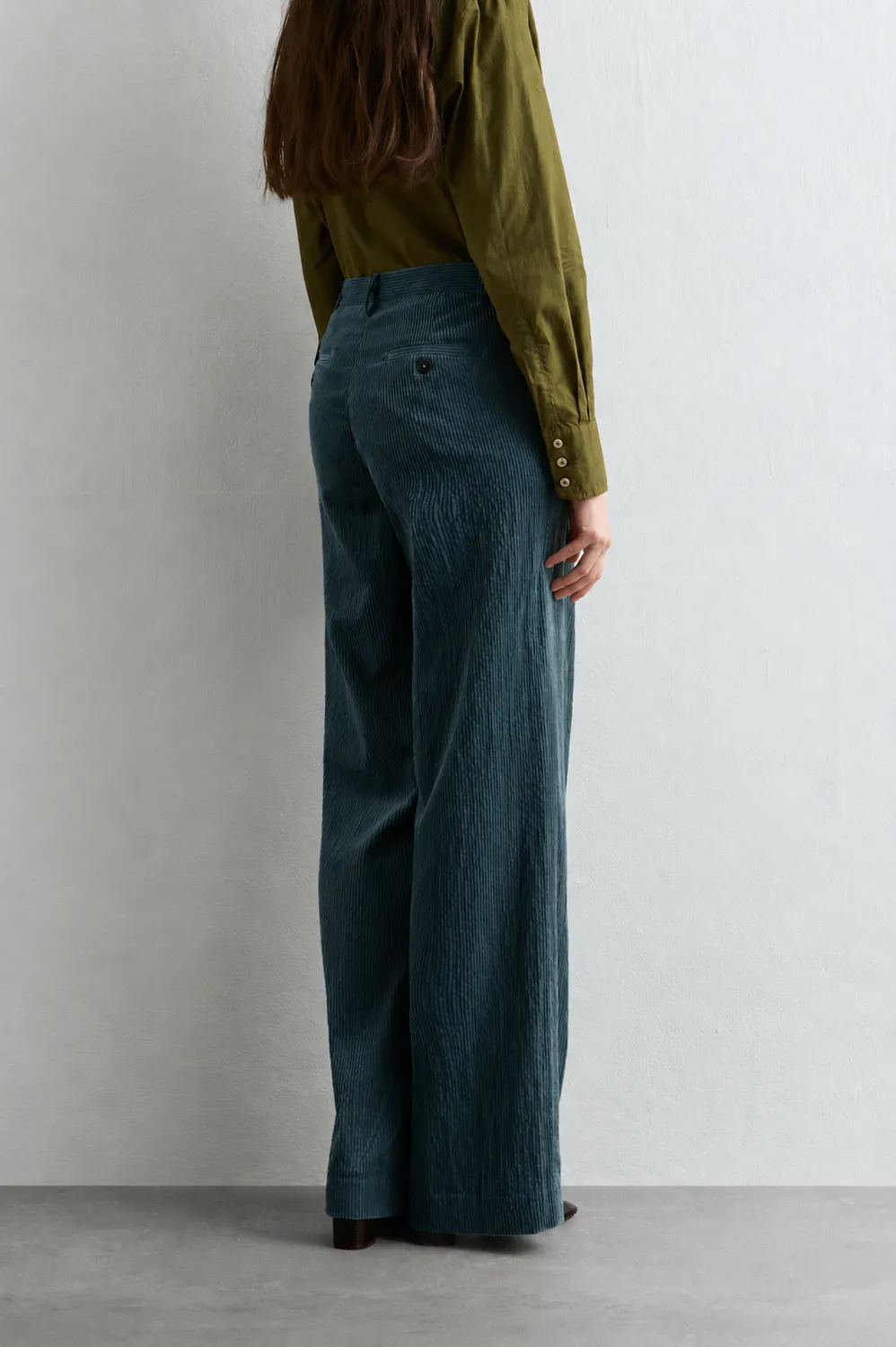Massimo Alba Lamna pantaloni velluto Dark Teal palazzo