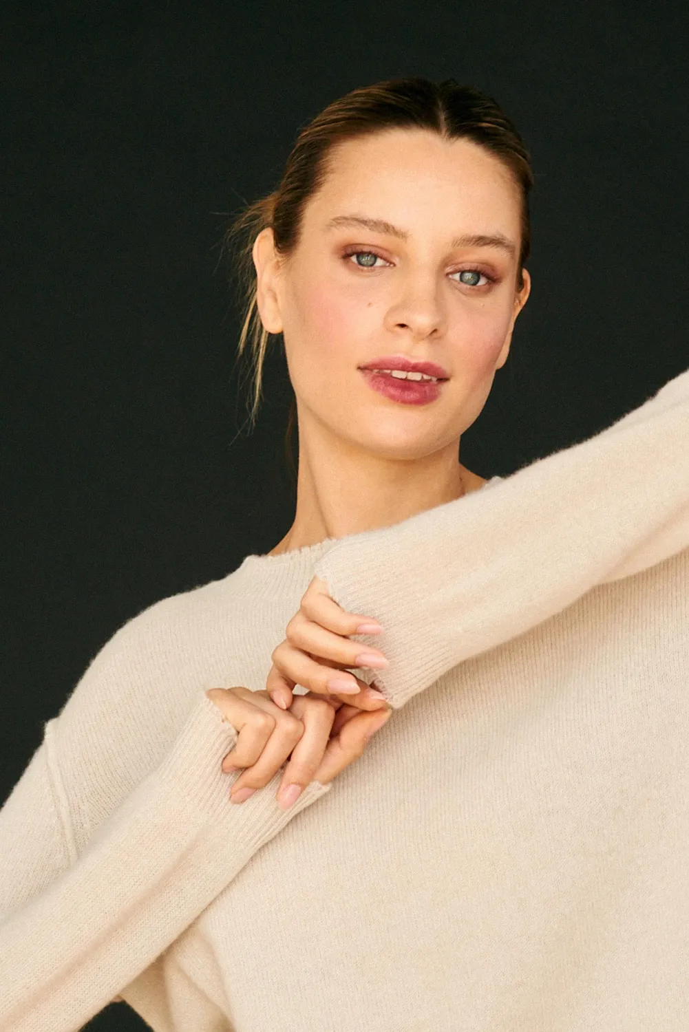 Jumper 1234 Distressed Crew maglione cashmere pietra puro