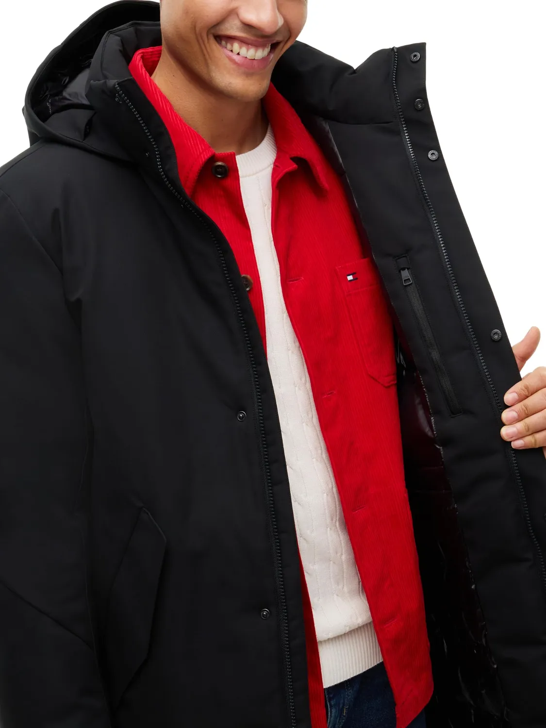 Tommy Hilfiger Tech MW0MW44989 parka uomo L imbottito nero