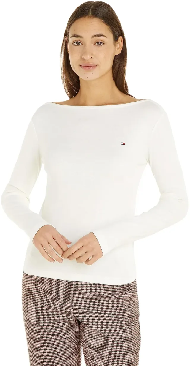 Tommy Hilfiger New Cody Slim maglia donna scollo barca bianco Ecru