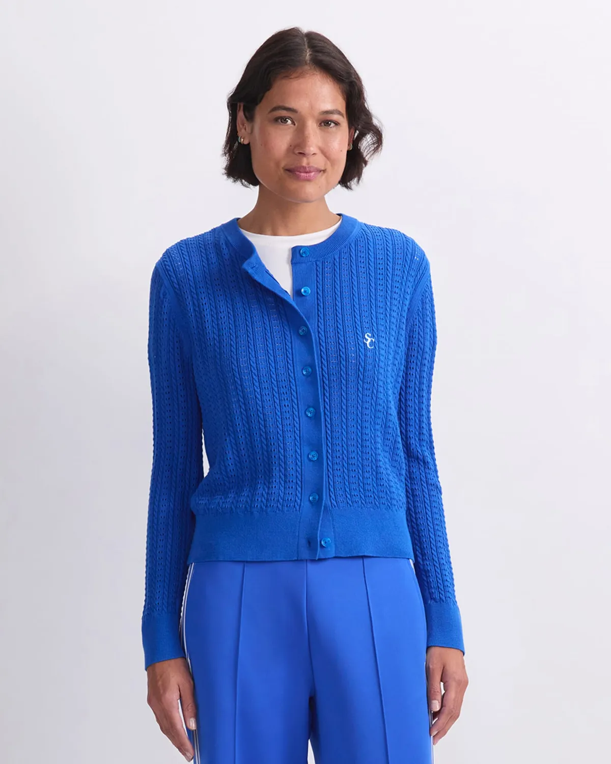 Sportscraft Elka Cable Pointelle cardigan cotone regular