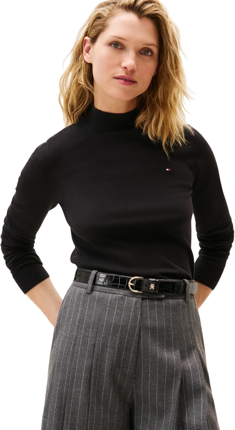 Tommy Hilfiger Jersey Maglia Donna Lupetto Cotone Bio Nero