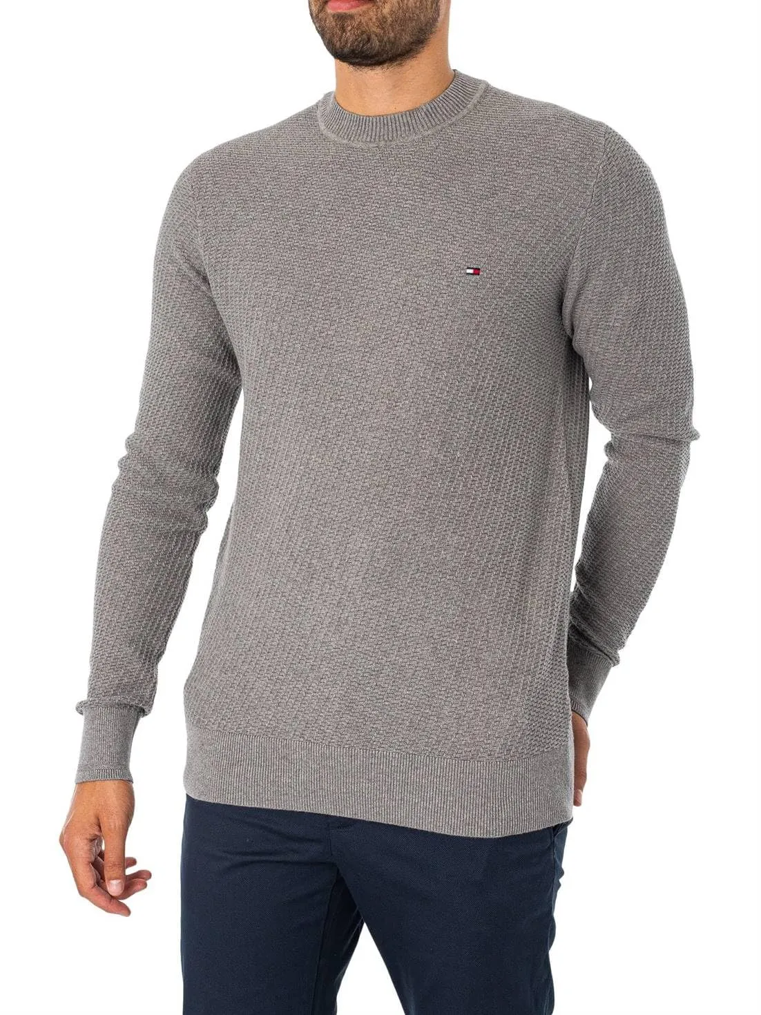 Tommy Hilfiger Rectangular Structure maglione uomo grigio M