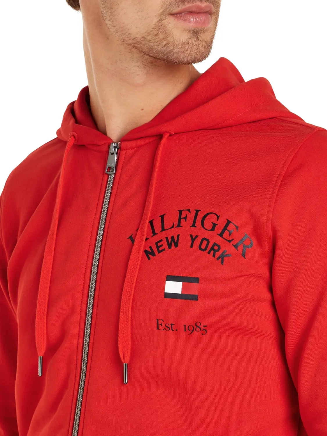 Tommy Hilfiger felpa cappuccio zip uomo Desert Sky cotone