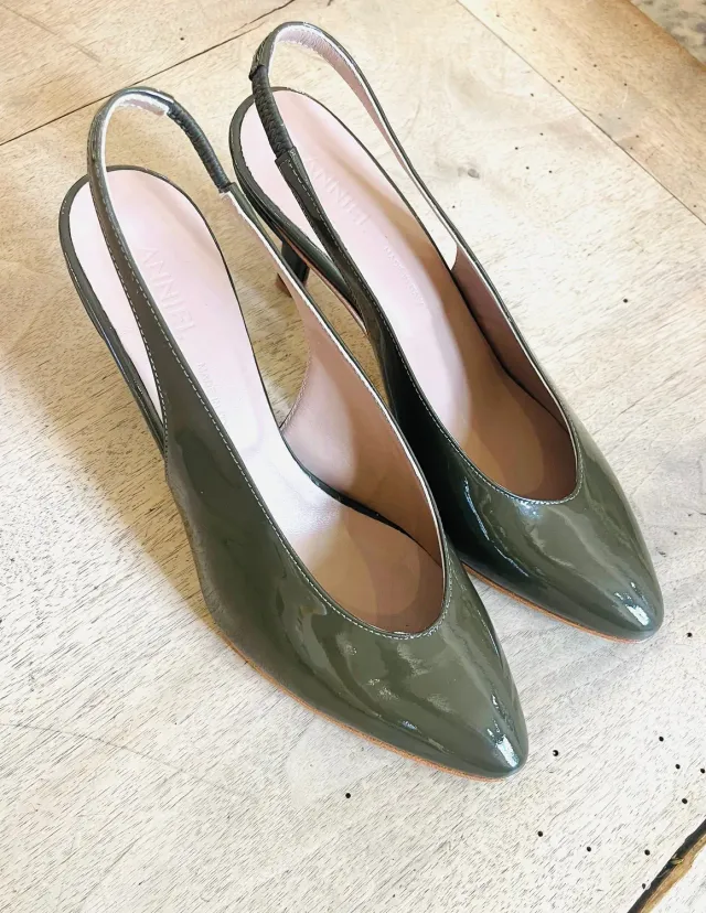 LOL Roma Anniel Décolleté Vernice kaki tacco 6 cm