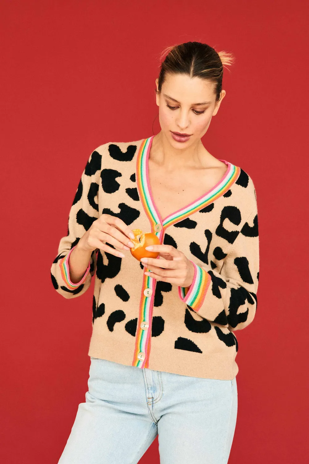 Jumper 1234 Leopard Rainbow cardigan cashmere camel nero