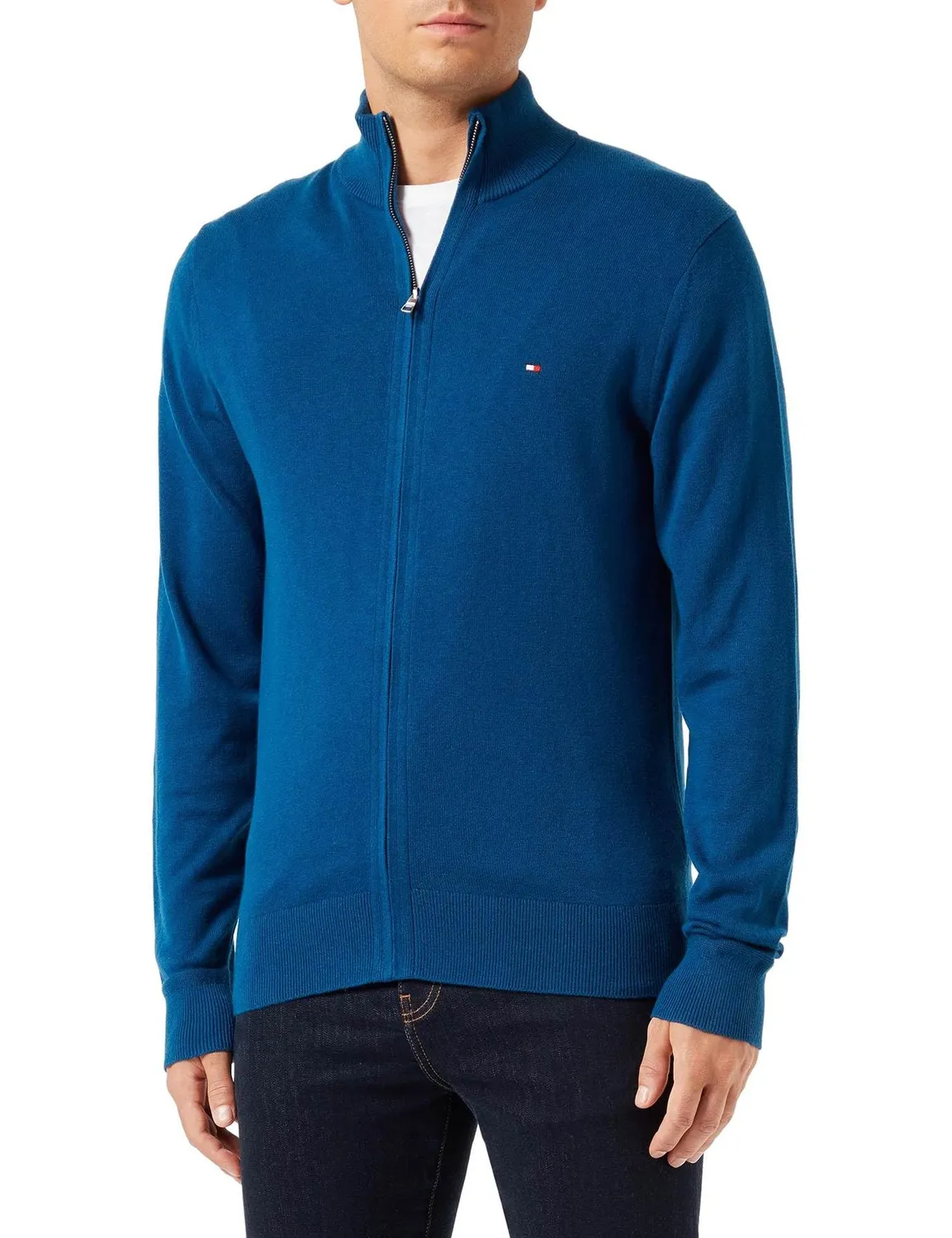 Tommy Hilfiger Essential Cotton Zip Thru pullover zip uomo nero