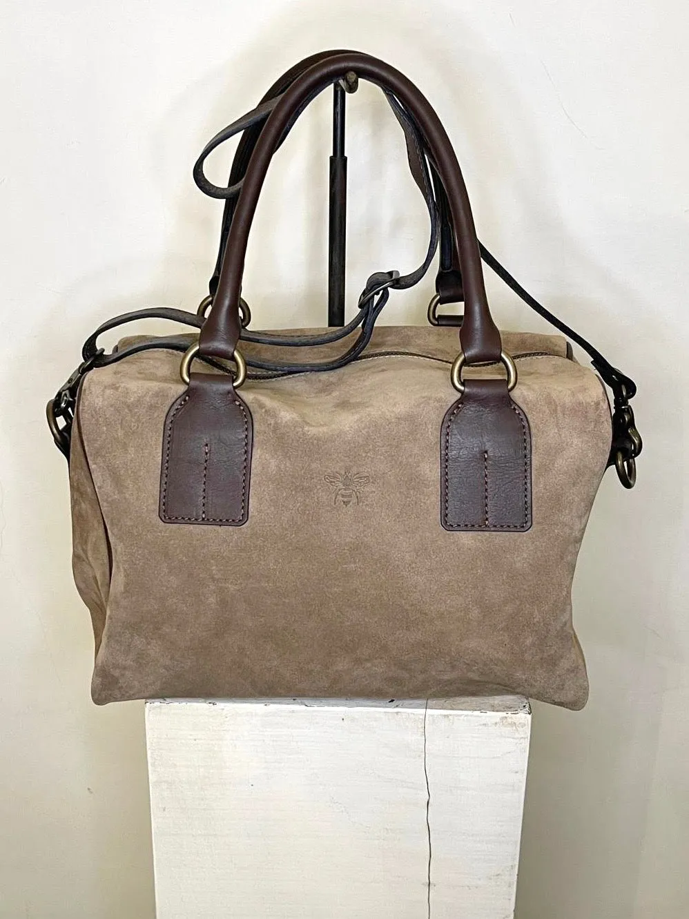 LOL Roma bauletto Lucca borsa tortora suede pelle