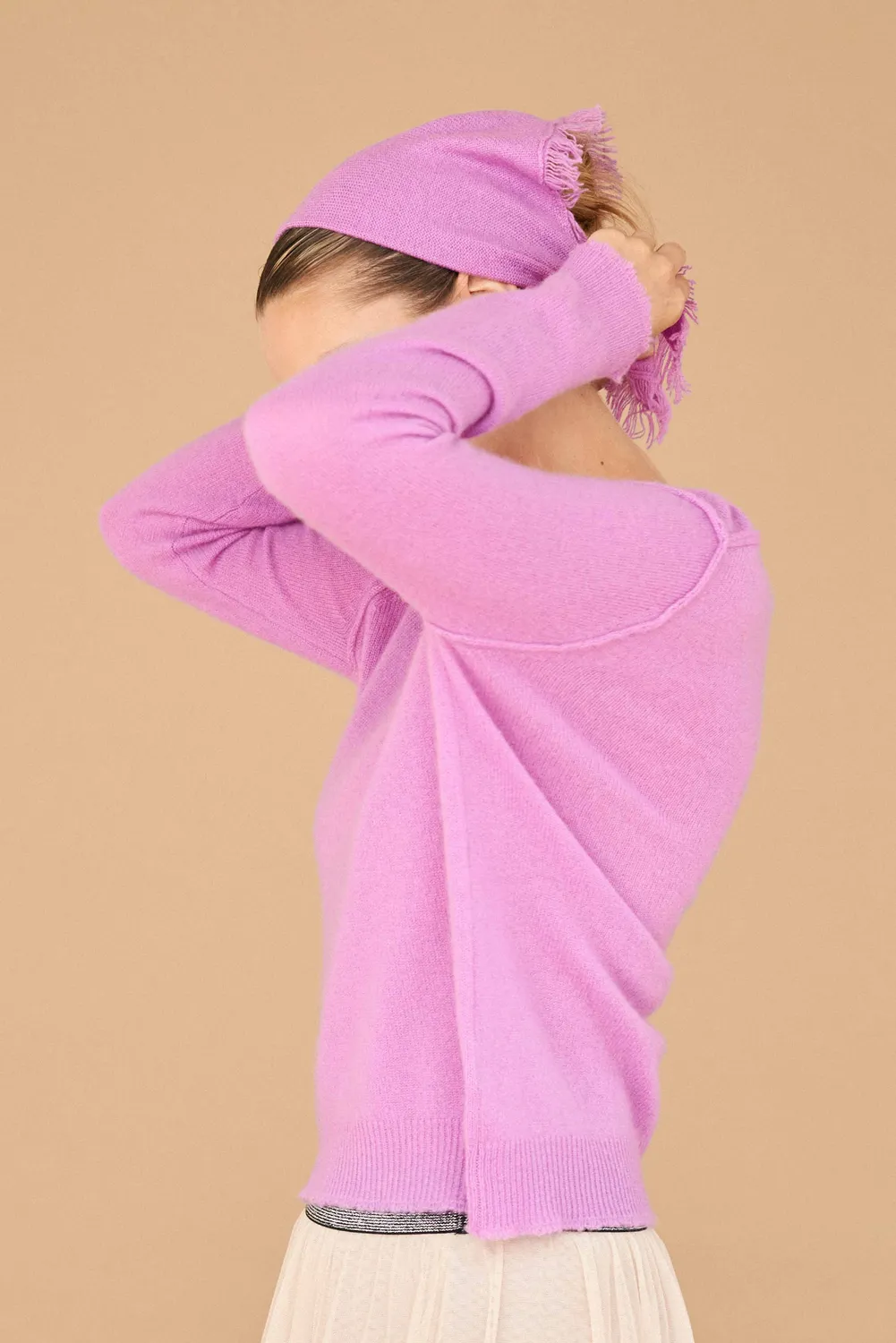 Jumper 1234 Distressed Crew maglia viola cashmere