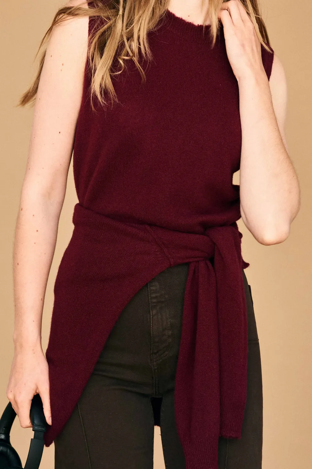 Jumper 1234 Cashmere Distressed Tank gilet bordeaux cashmere