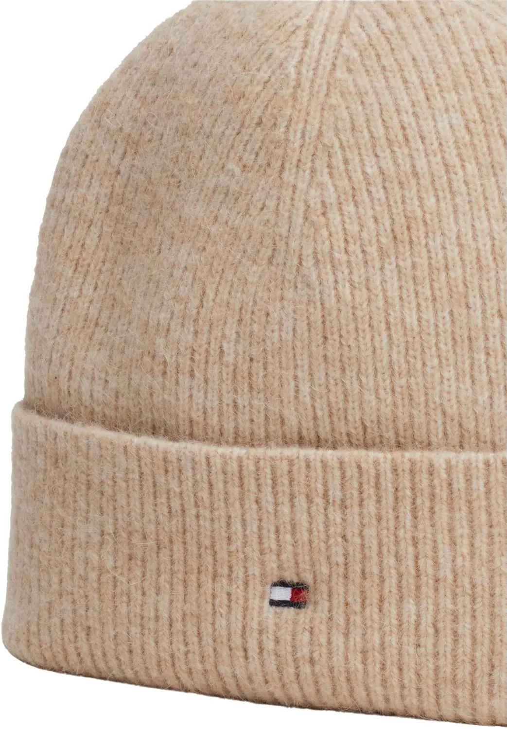 Tommy Hilfiger Essential Flag beanie beige donna fuzzy
