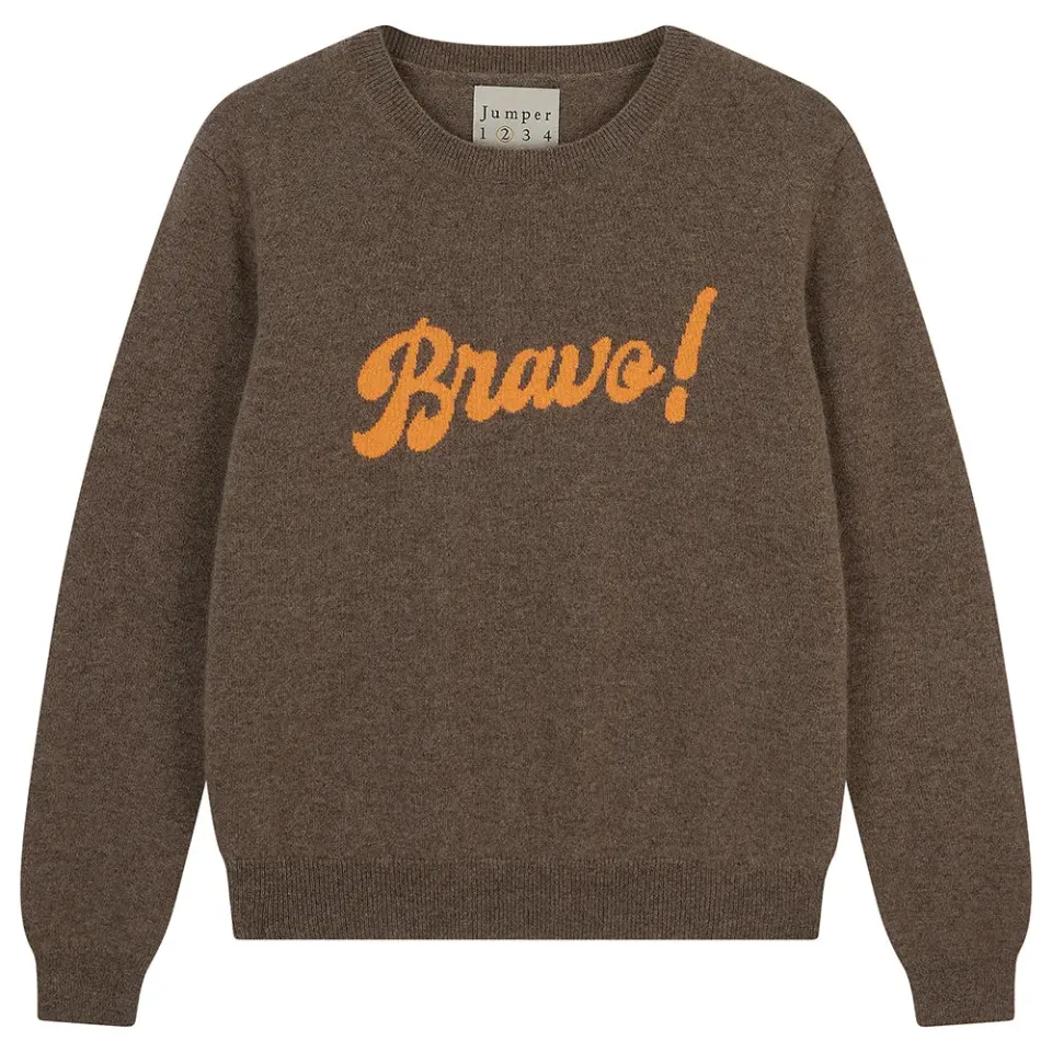 Jumper 1234 Bravo Crew maglione cashmere marrone arancio