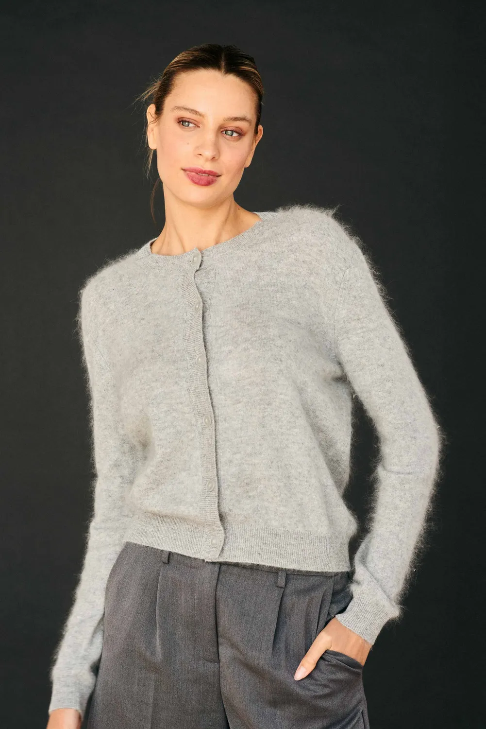 Jumper 1234 Brushed Cardigan cashmere grigio spazzolato