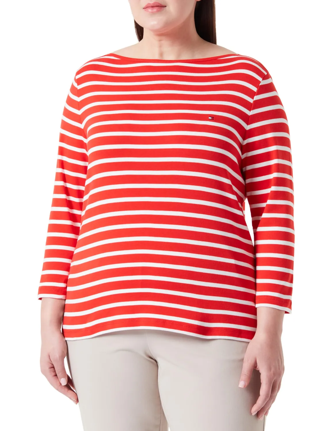 Tommy Hilfiger maglia donna maniche lunghe bianca 46 righe