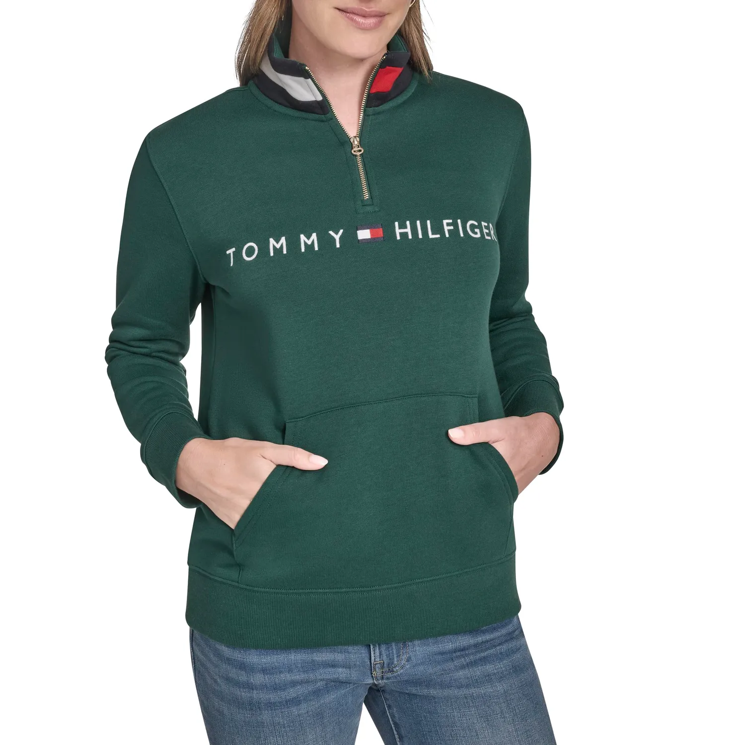 Tommy Hilfiger Logo Mockneck Felpa Zip Uomo XXL Verde