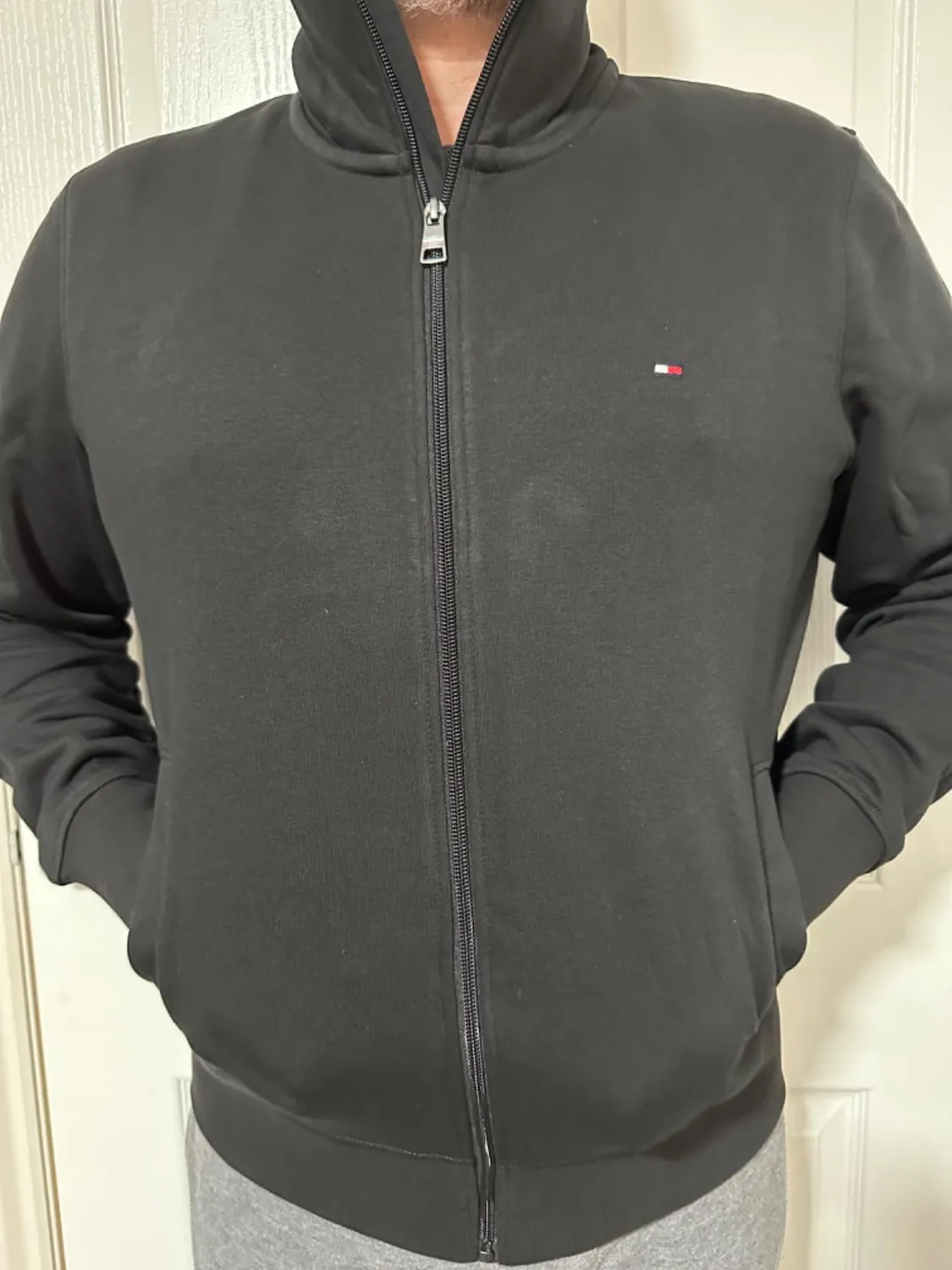 Tommy Hilfiger Flag Logo MW0MW34270 felpa zip uomo cotone