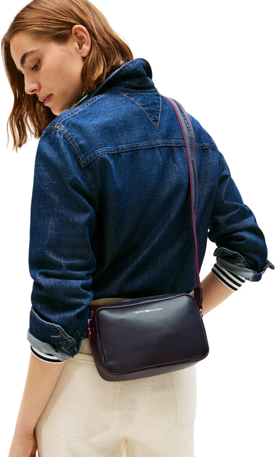 Tommy Hilfiger Logotape Camera borsa a tracolla con zip