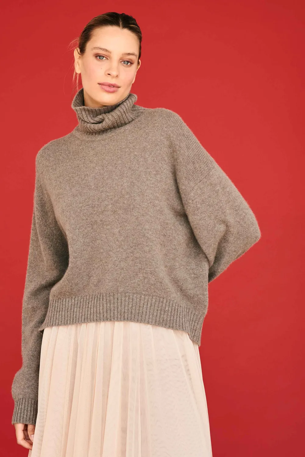 Jumper 1234 Cashmere Oversize Roll Collar maglione moose pesante