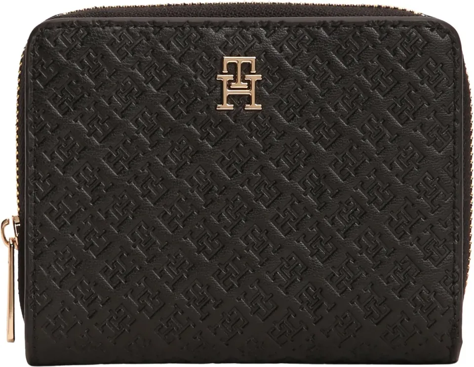Tommy Hilfiger TH Icon AW0AW18474 portafoglio donna nero zip