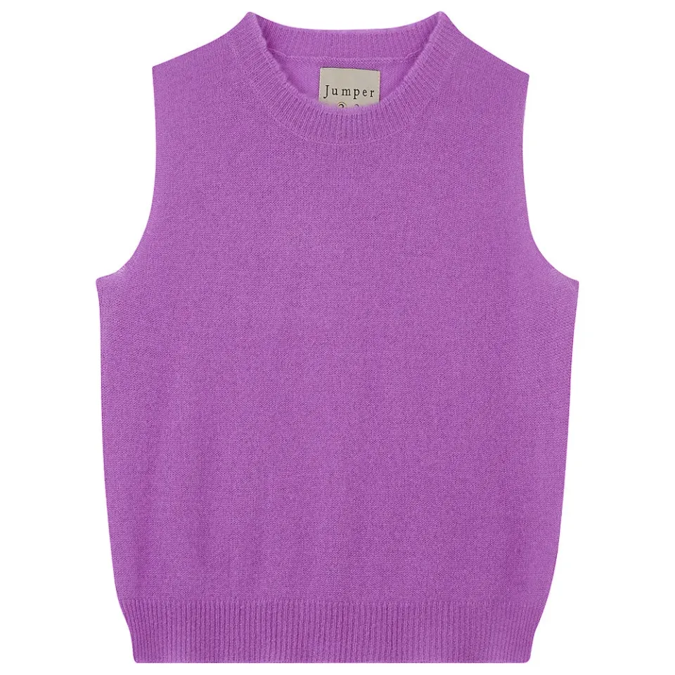 Jumper 1234 Distressed Tank gilet viola cashmere