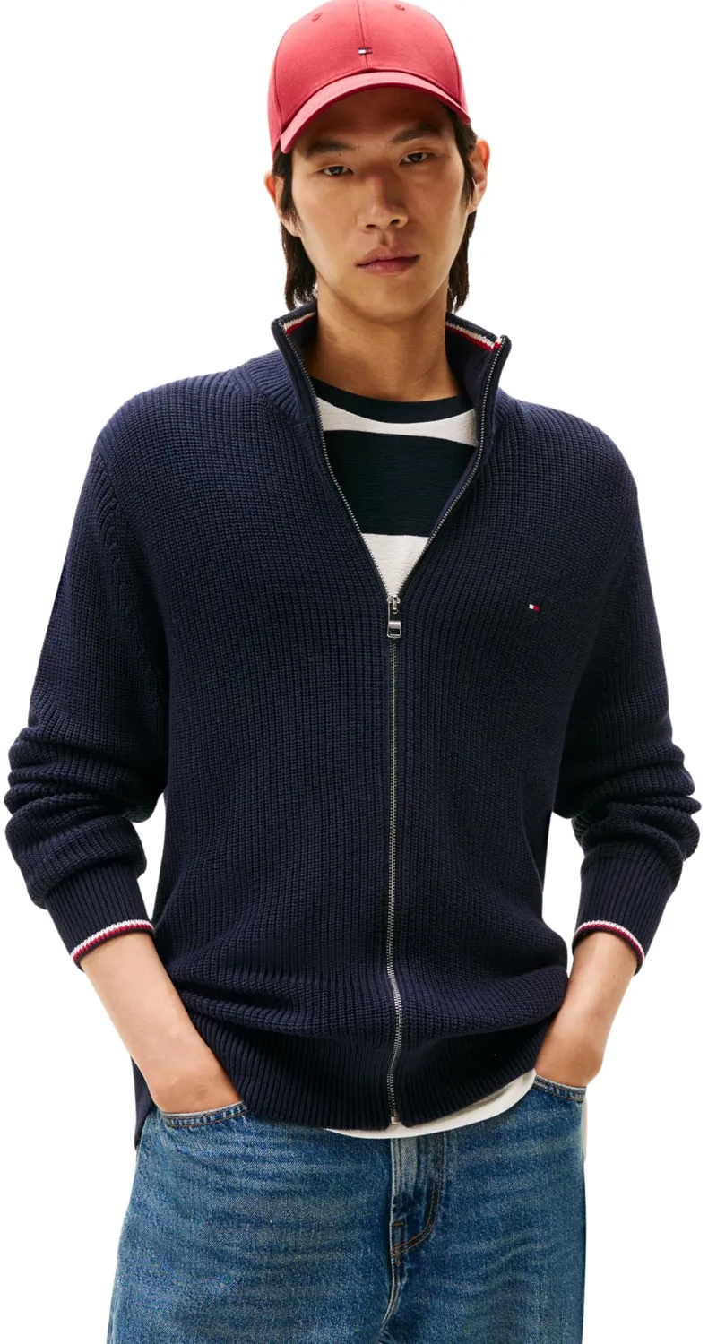 Tommy Hilfiger Rib Zip Through pullover uomo zip collo coreano