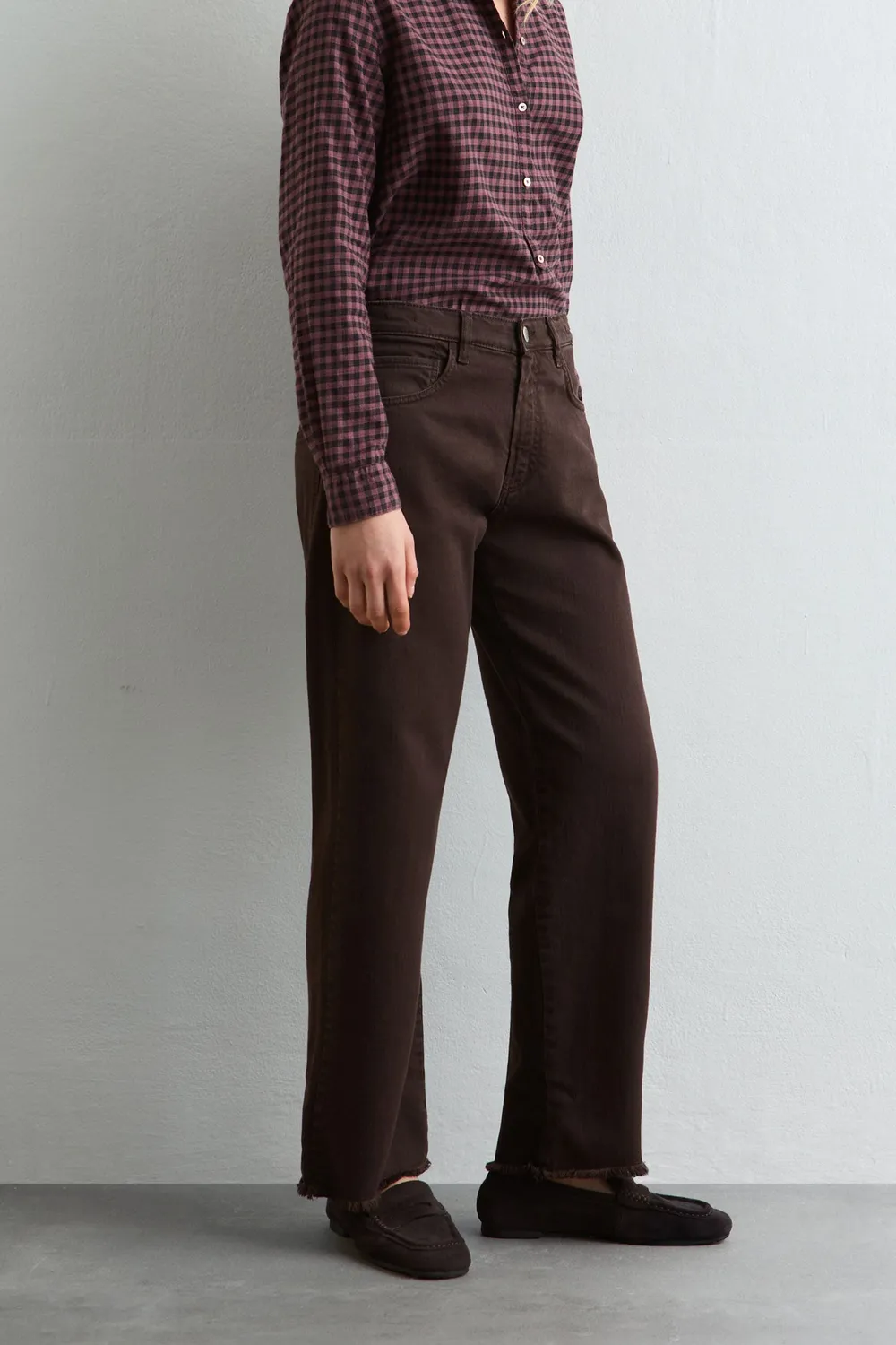 Massimo Alba Alosa-Cut pantaloni donna mogano sfrangiati