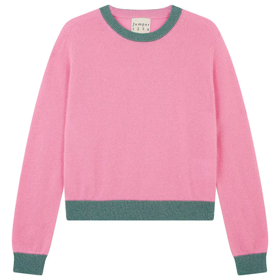 Jumper 1234 Lurex Trim Crew maglione cashmere rosa
