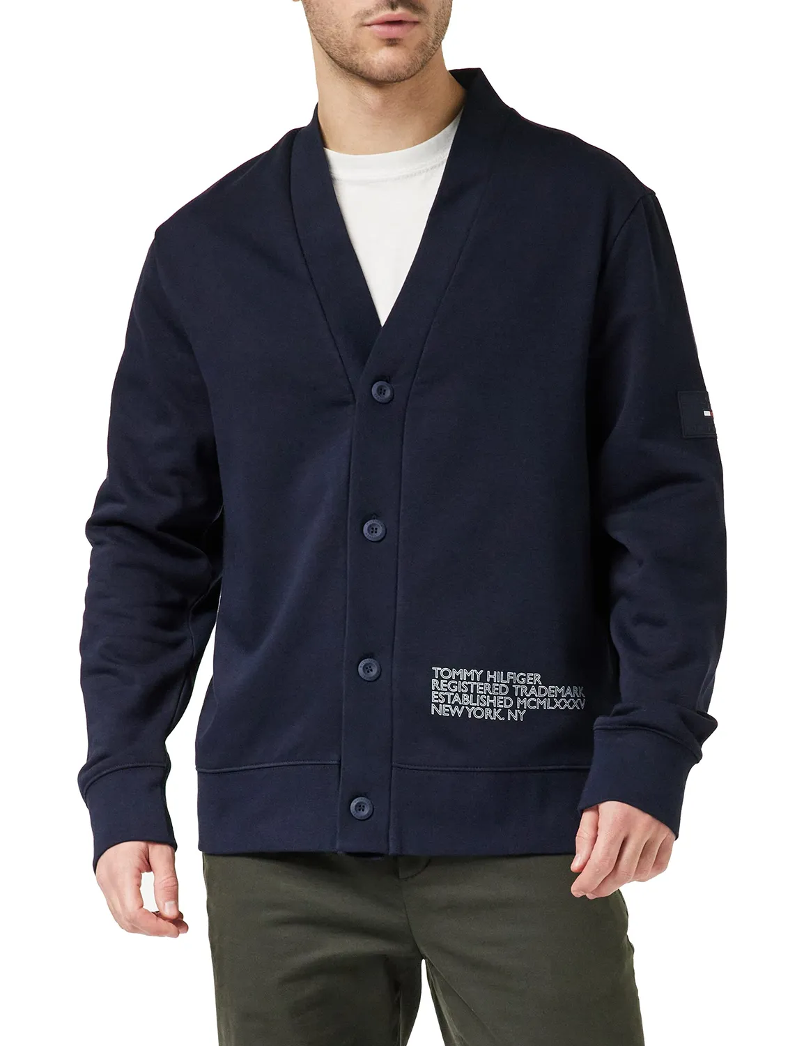 Tommy Hilfiger Adaptive cardigan uomo L bianco grafico