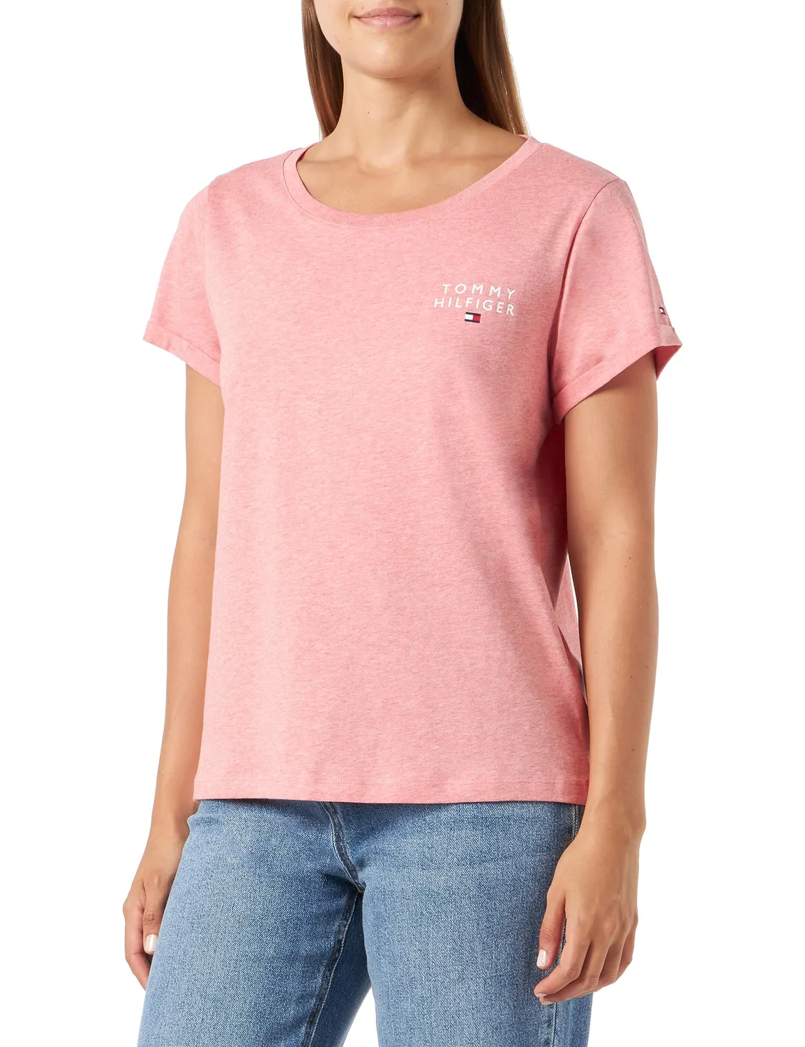 Tommy Hilfiger T-shirt Donna Scollo Rotondo White cotone