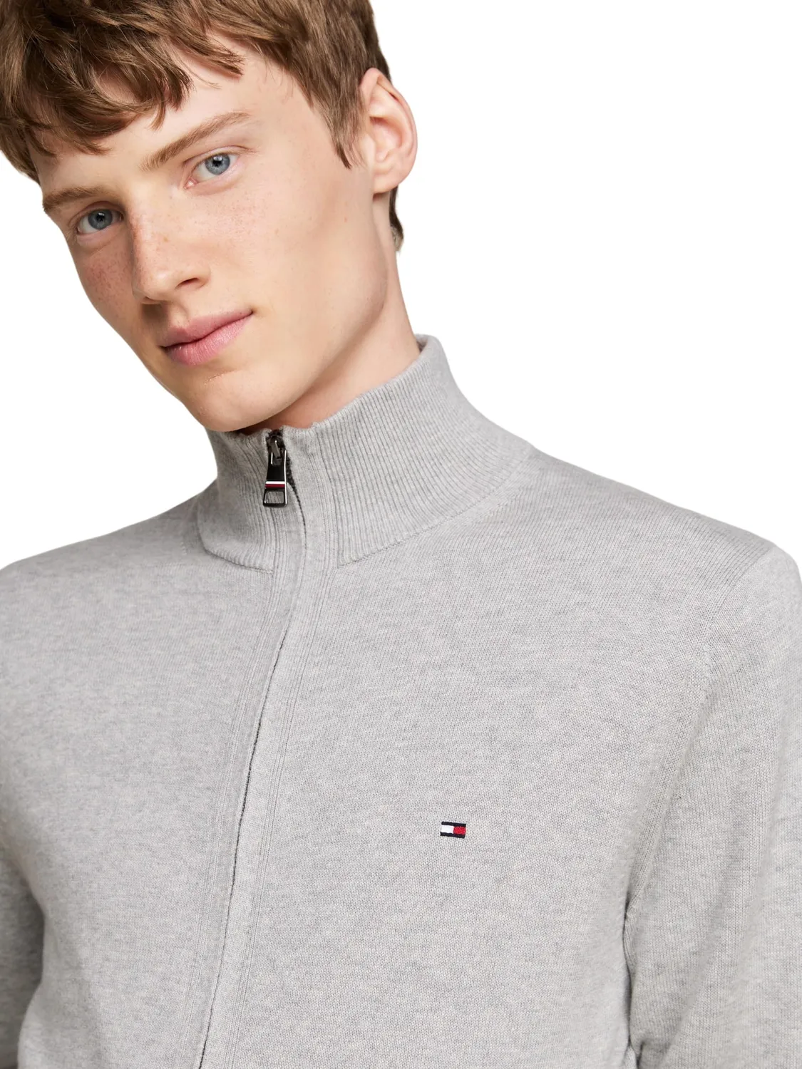 Tommy Hilfiger Essential Cotton Zip Thru pullover zip uomo nero