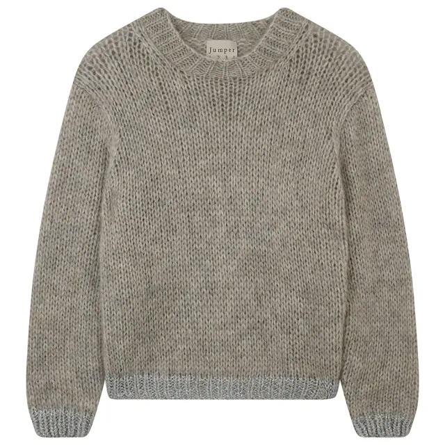 Jumper 1234 Hand Knit Contrast Crew maglione grigio argento
