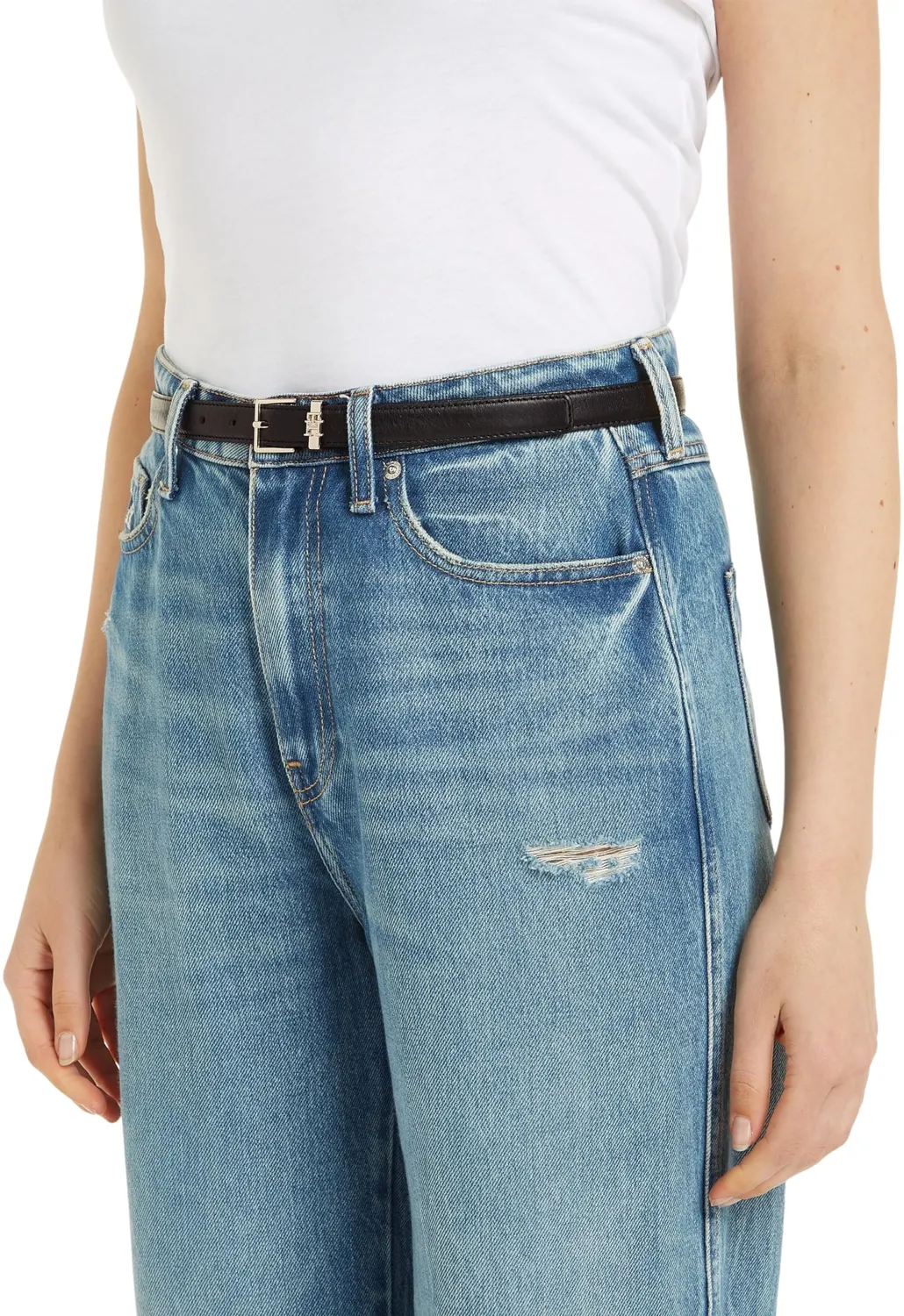 Tommy Hilfiger TH Square Cintura Pelle Donna 85 Space Blue