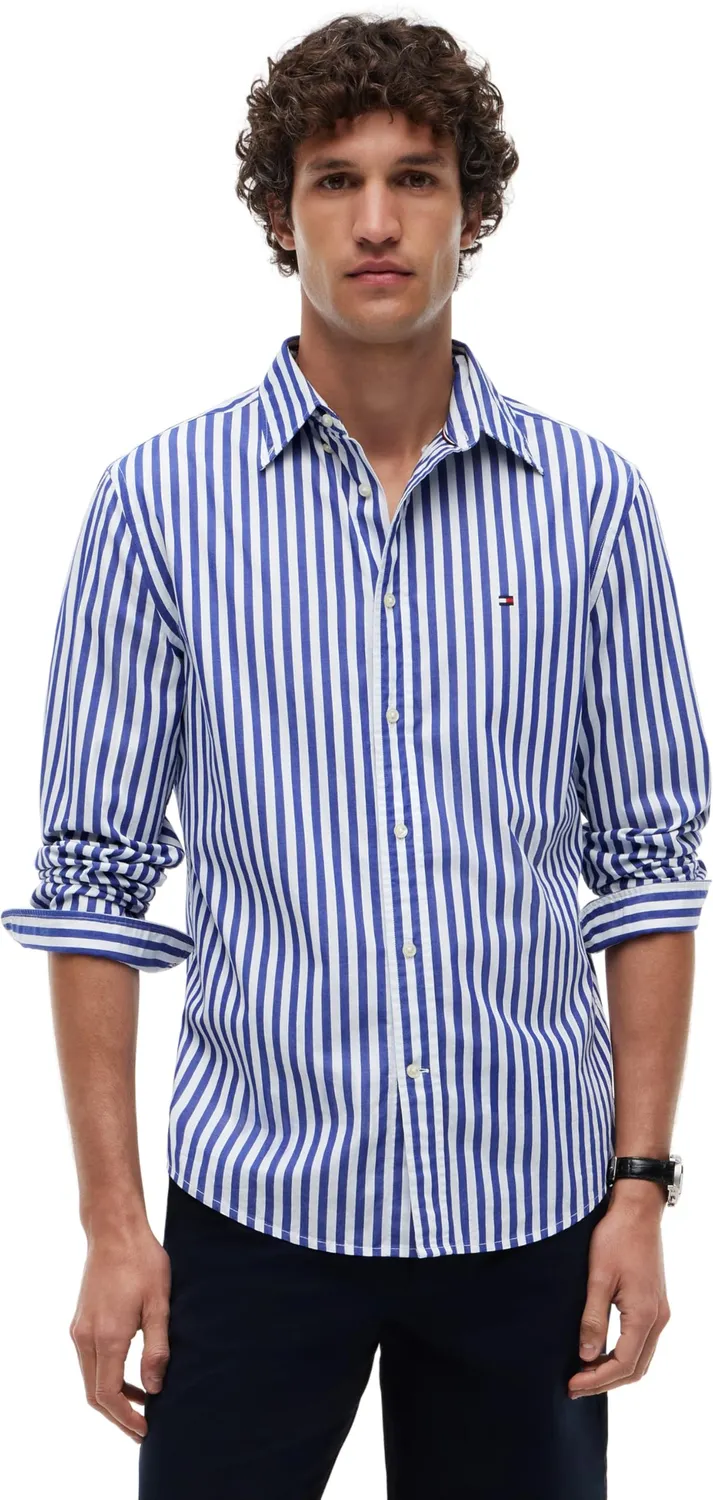 Tommy Hilfiger Flex Poplin MW0MW42440 Camicia Uomo L Riga Aqua