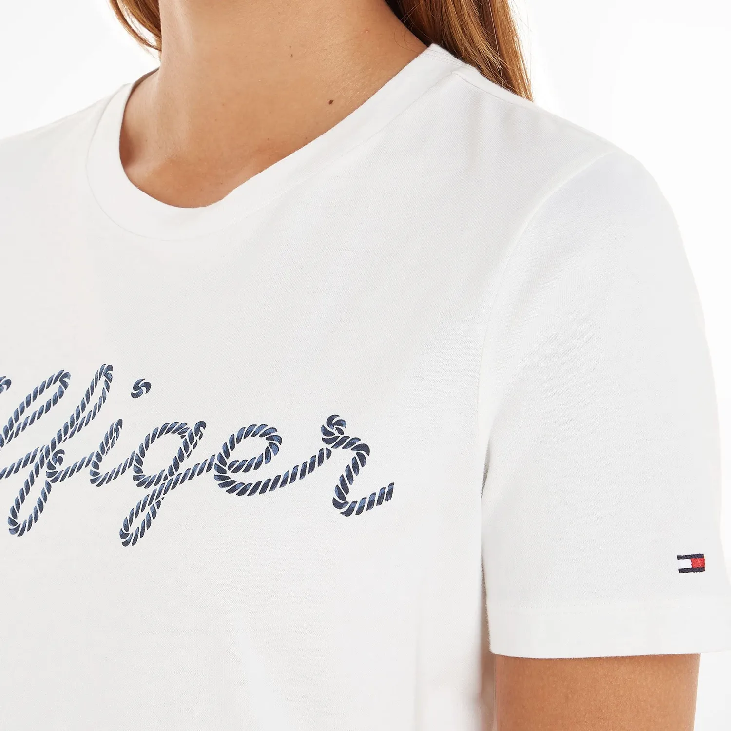 Tommy Hilfiger Reg Rope Puff Top Donna Bianco Ecru Cotone