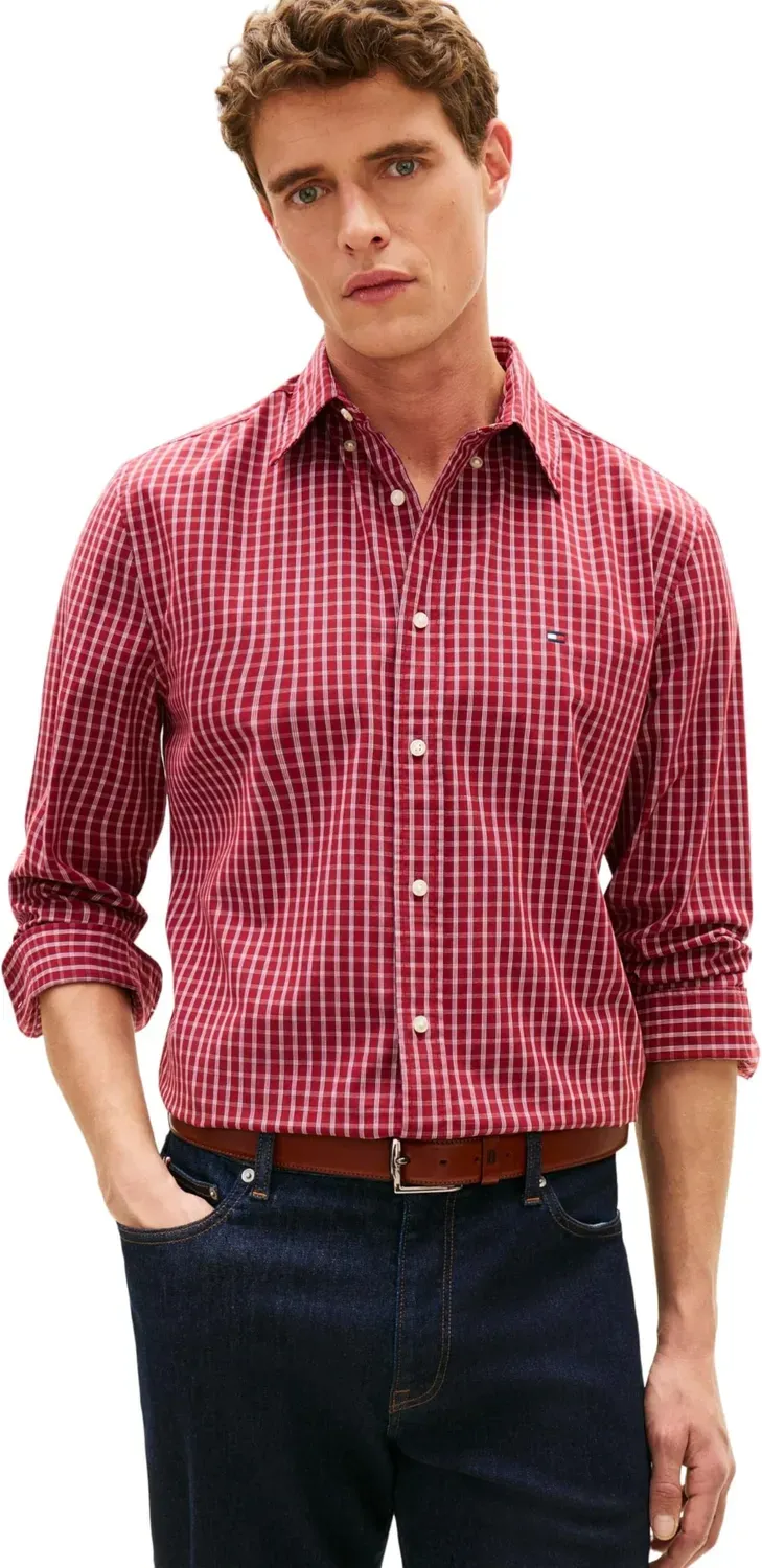 Tommy Hilfiger Flex Poplin MW0MW42430 Camicia Uomo L Check