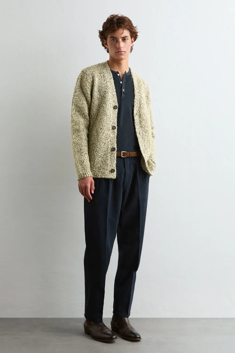 Massimo Alba Manchester maglia henley blu scuro cashmere