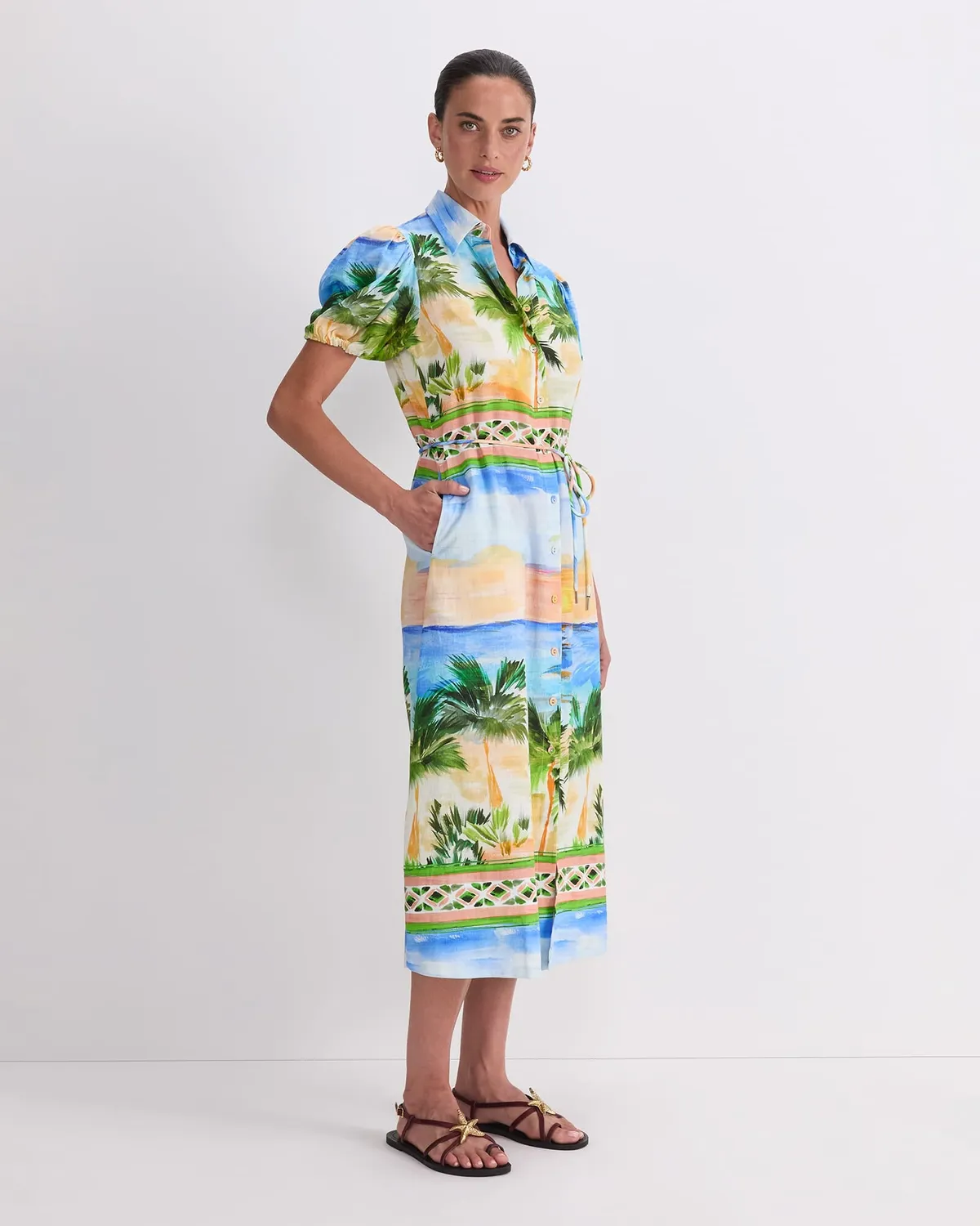 Sportscraft Sunset Palm vestito lino donna