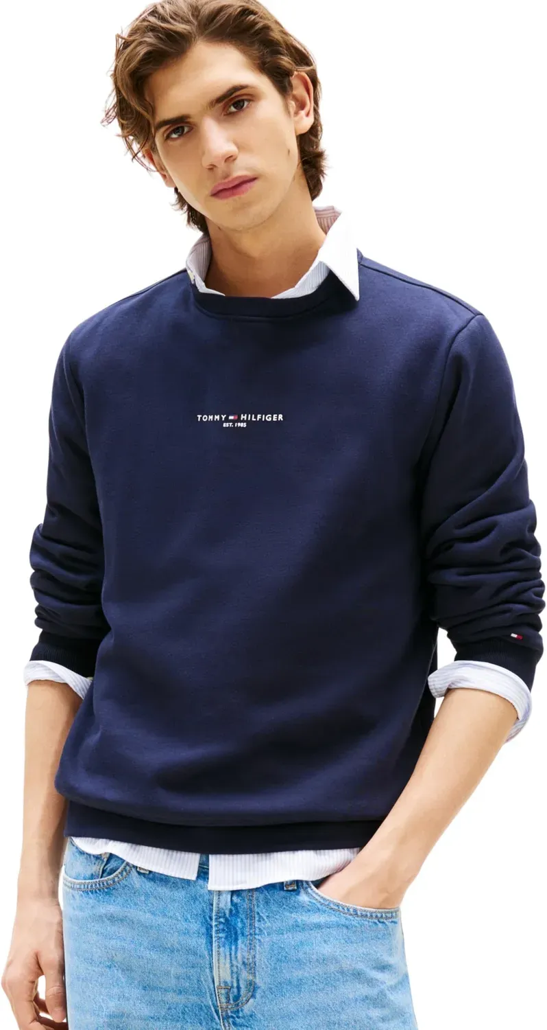 Tommy Logo Crewneck Felpa Girocollo Blu Uomo