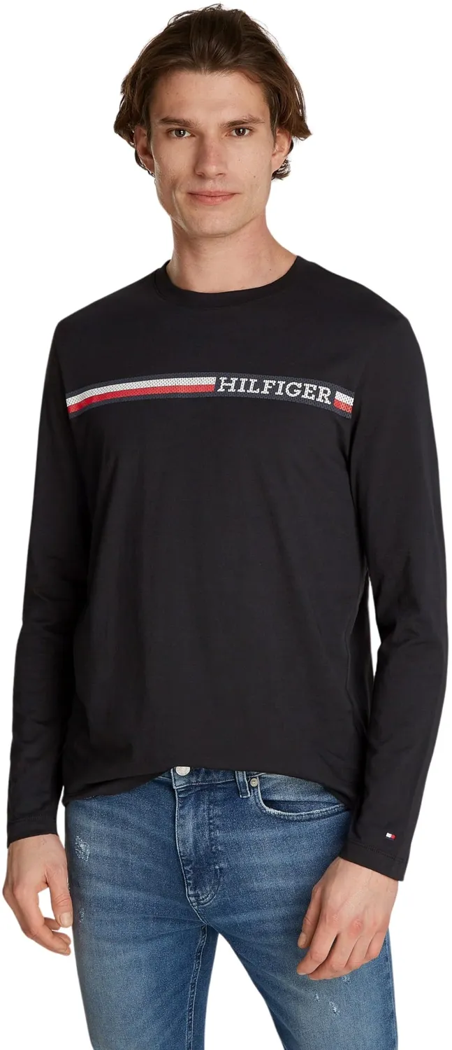 Tommy Hilfiger Chest Stripe t-shirt uomo maniche lunghe cotone